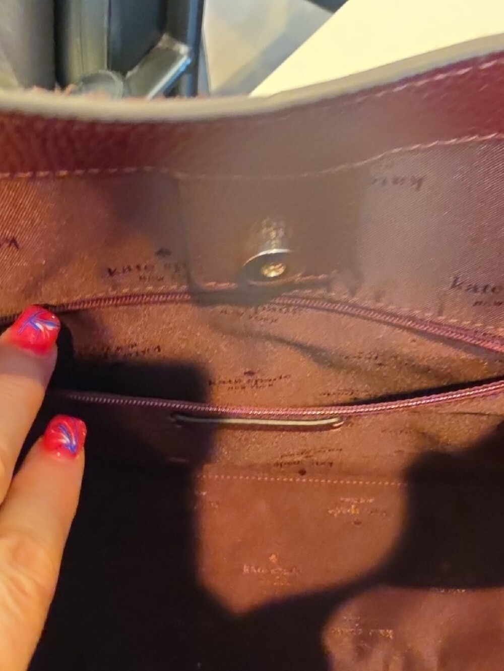 kate spade Large 454 Burgundy Suede Shoulder Bag - Picture 9 of 16